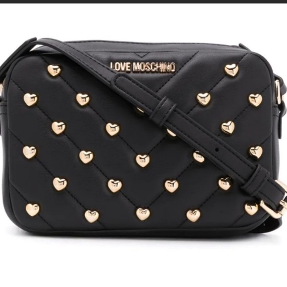Love Moschino Crossbody Camera Bag Black Gold Stud - Picture 11 of 12